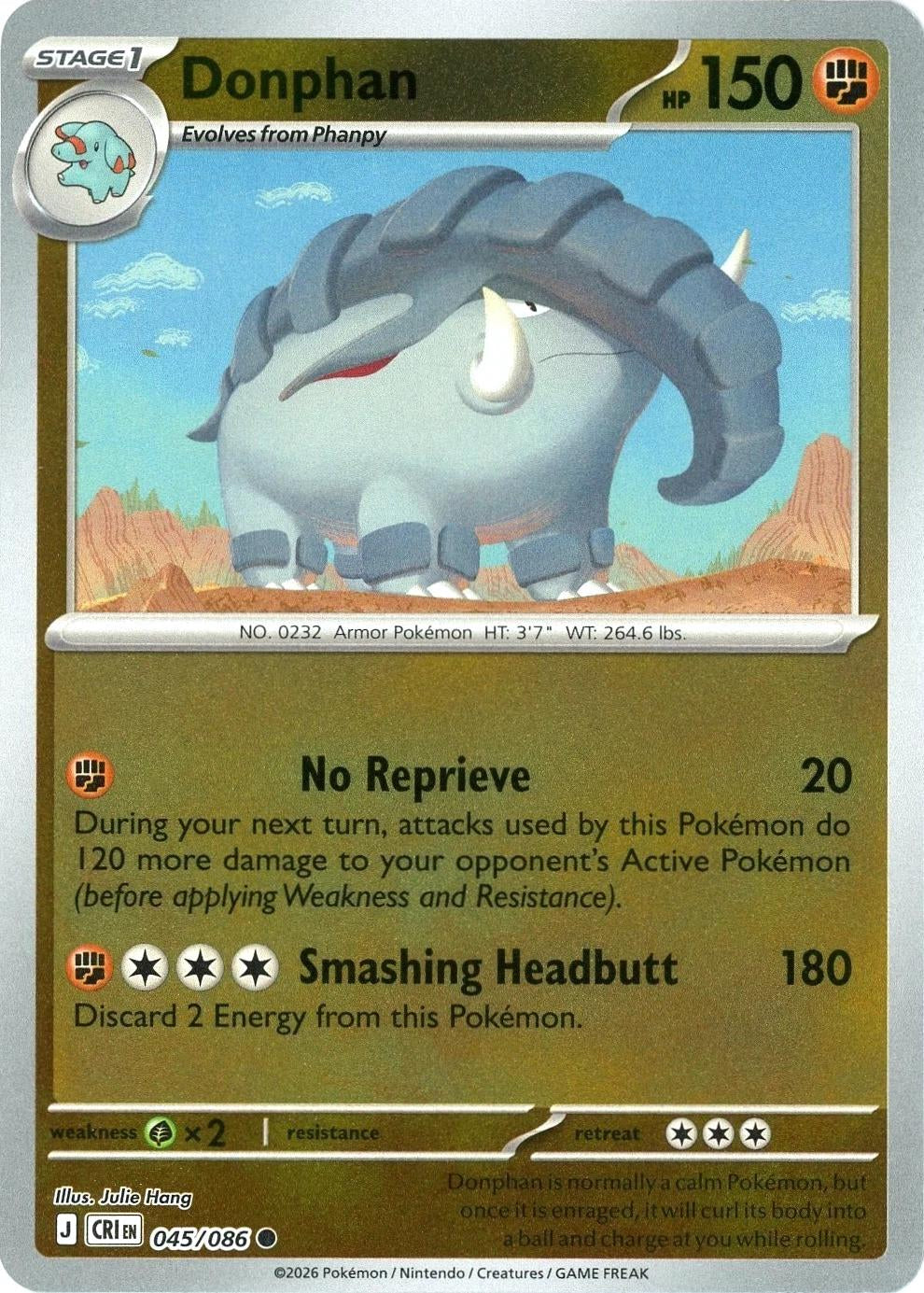 Chaos Rising Donphan #045/86 reverse holo